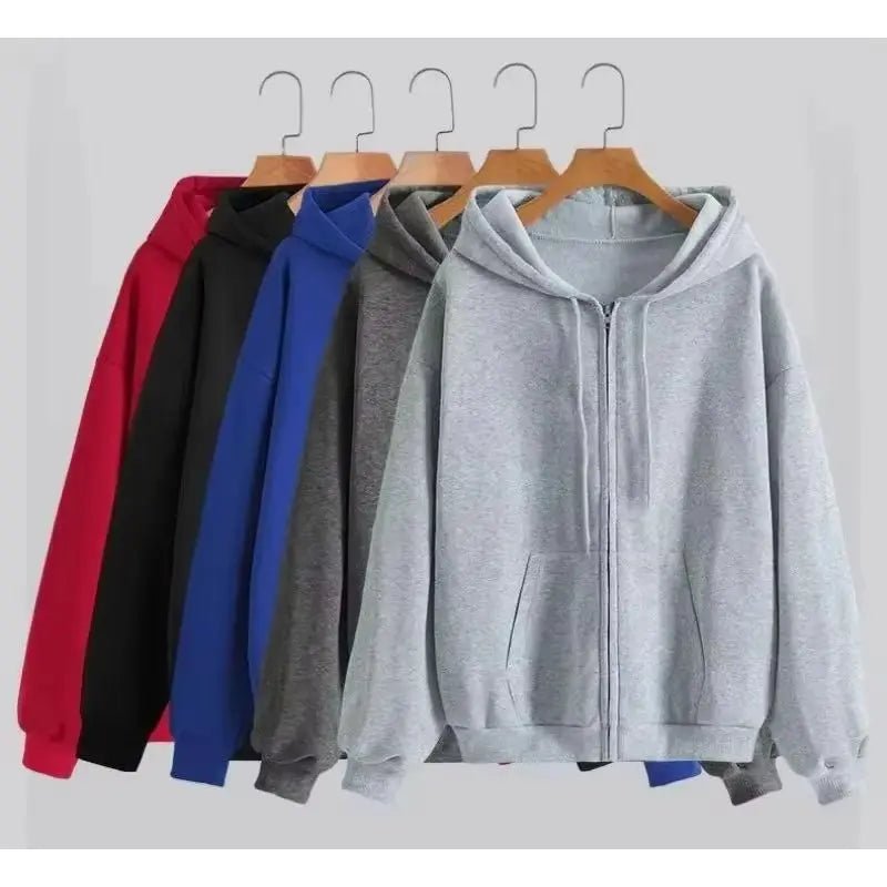 Surdimensionné sweat à capuche pour femme décontracté solide fermeture éclair sweat à capuche Harajuku coréen lâche Couple veste à capuche manteau Streetwear - FATAONSurdimensionné sweat à capuche pour femme décontracté solide fermeture éclair sweat à capuche Harajuku coréen lâche Couple veste à capuche manteau StreetwearMode HommeFATAON