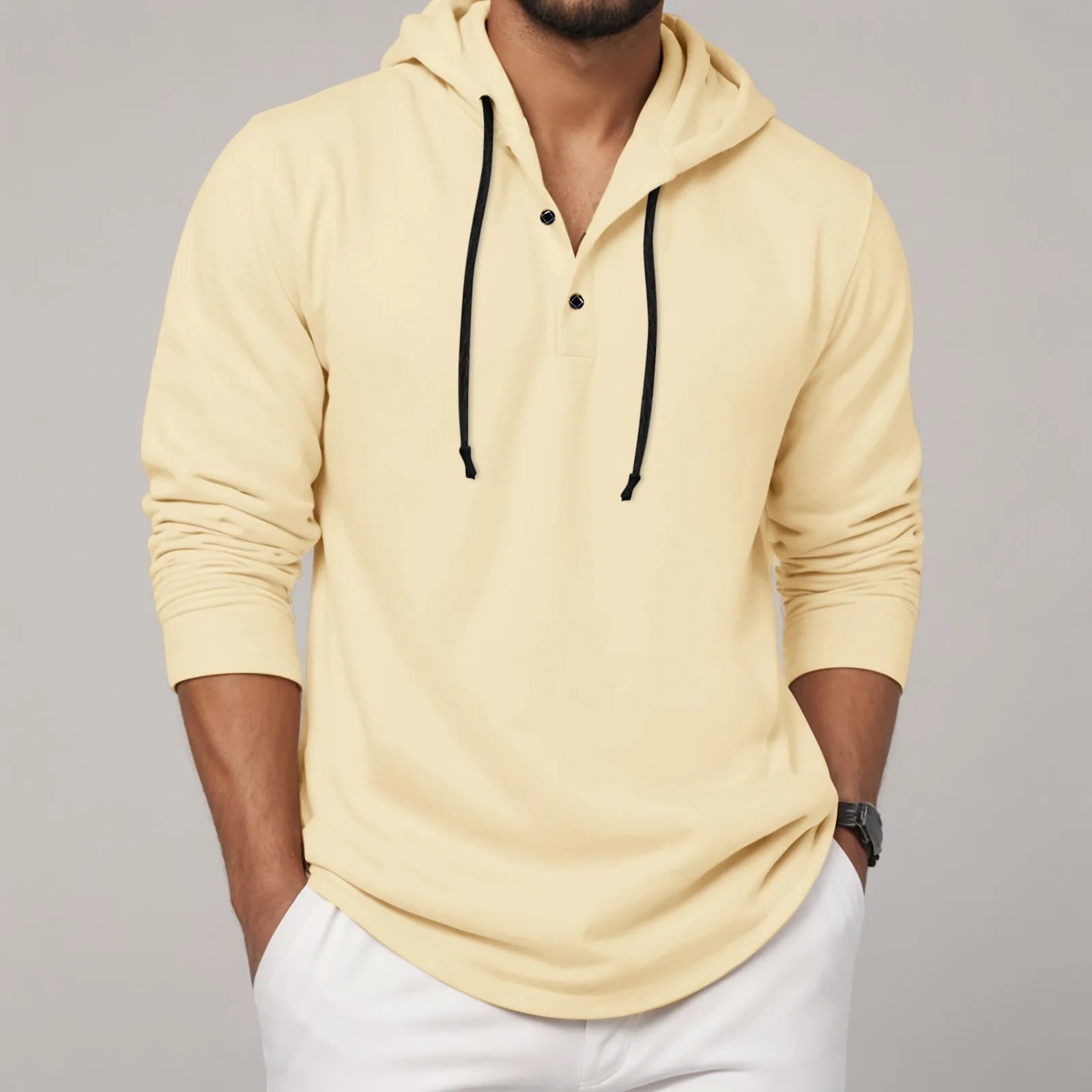 Sweat à capuche à manches longues pour hommes, chemise à boutons, décontractée, plage, Yoga, surdimensionné, chemises décontractées pour hommes, ample - FATAONSweat à capuche à manches longues pour hommes, chemise à boutons, décontractée, plage, Yoga, surdimensionné, chemises décontractées pour hommes, ampleMode HommeFATAON