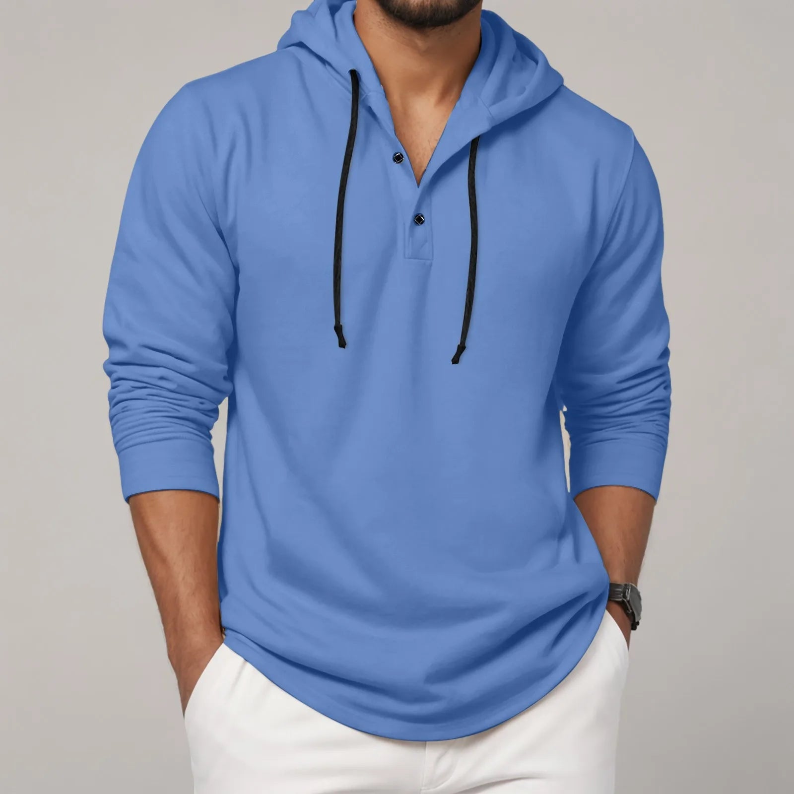 Sweat à capuche à manches longues pour hommes, chemise à boutons, décontractée, plage, Yoga, surdimensionné, chemises décontractées pour hommes, ample - FATAONSweat à capuche à manches longues pour hommes, chemise à boutons, décontractée, plage, Yoga, surdimensionné, chemises décontractées pour hommes, ampleMode HommeFATAON