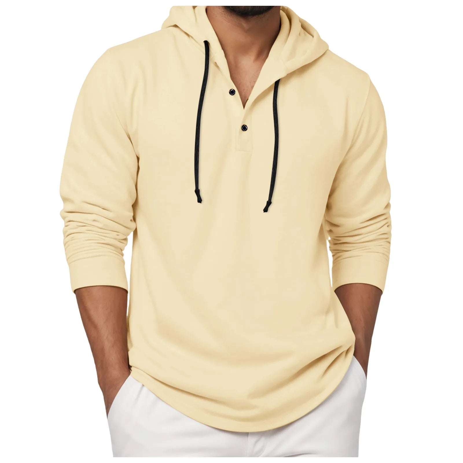 Sweat à capuche à manches longues pour hommes, chemise à boutons, décontractée, plage, Yoga, surdimensionné, chemises décontractées pour hommes, ample - FATAONSweat à capuche à manches longues pour hommes, chemise à boutons, décontractée, plage, Yoga, surdimensionné, chemises décontractées pour hommes, ampleMode HommeFATAON