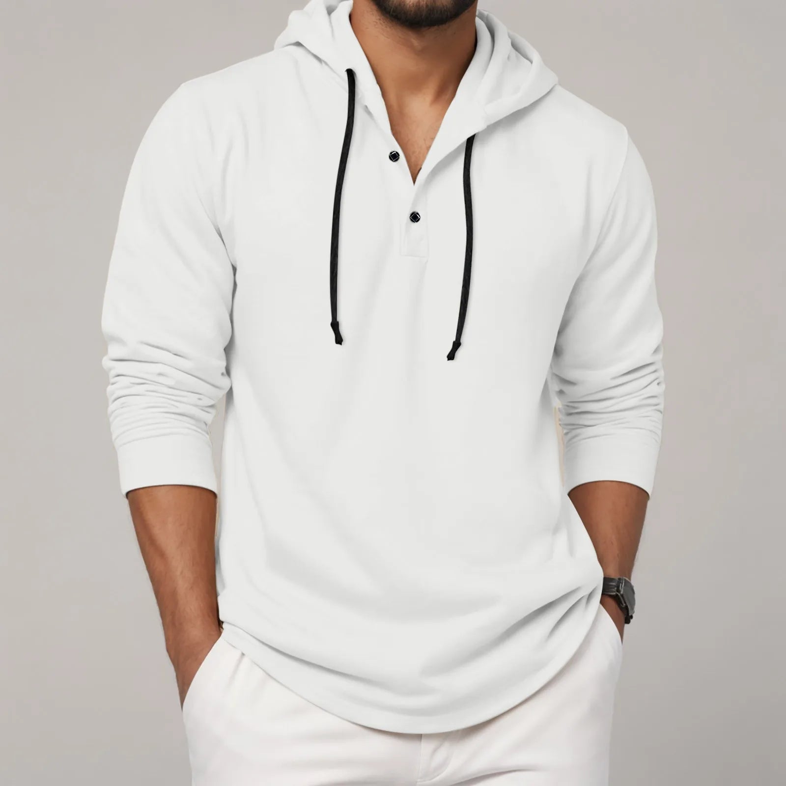 Sweat à capuche à manches longues pour hommes, chemise à boutons, décontractée, plage, Yoga, surdimensionné, chemises décontractées pour hommes, ample - FATAONSweat à capuche à manches longues pour hommes, chemise à boutons, décontractée, plage, Yoga, surdimensionné, chemises décontractées pour hommes, ampleMode HommeFATAON