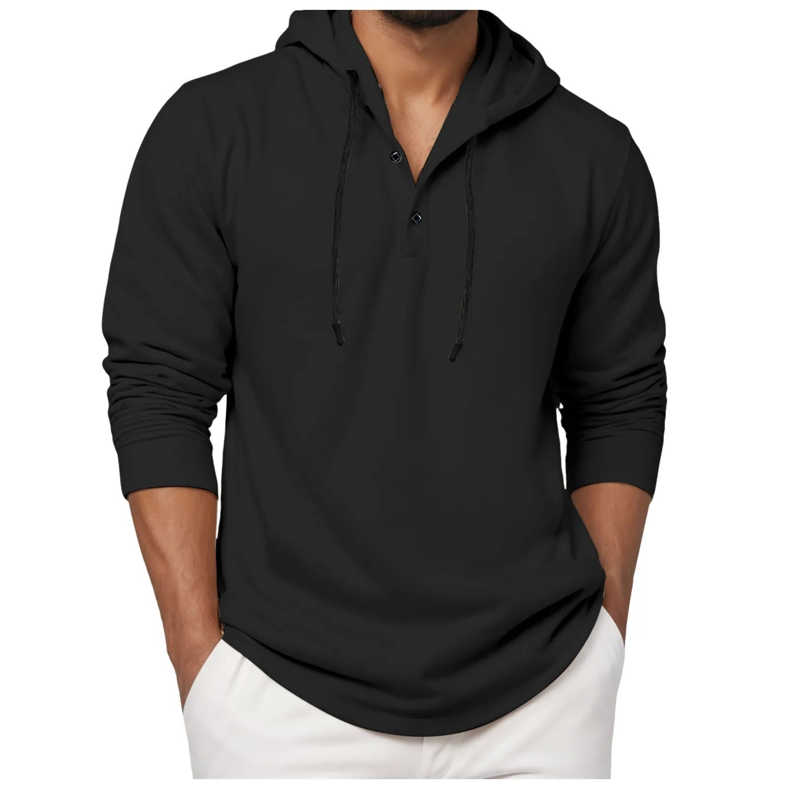 Sweat à capuche à manches longues pour hommes, chemise à boutons, décontractée, plage, Yoga, surdimensionné, chemises décontractées pour hommes, ample - FATAONSweat à capuche à manches longues pour hommes, chemise à boutons, décontractée, plage, Yoga, surdimensionné, chemises décontractées pour hommes, ampleMode HommeFATAON