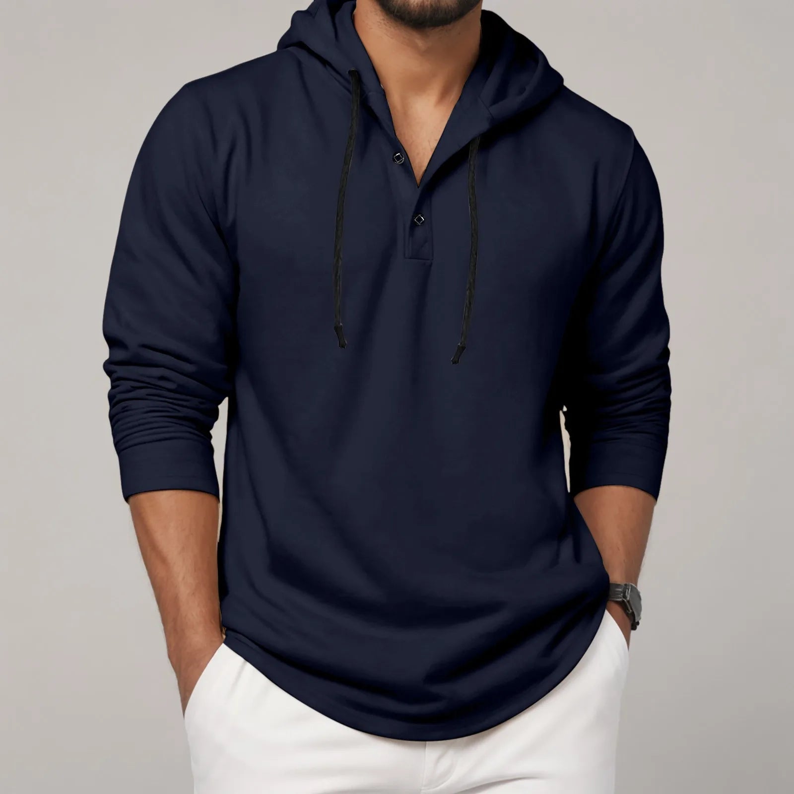 Sweat à capuche à manches longues pour hommes, chemise à boutons, décontractée, plage, Yoga, surdimensionné, chemises décontractées pour hommes, ample - FATAONSweat à capuche à manches longues pour hommes, chemise à boutons, décontractée, plage, Yoga, surdimensionné, chemises décontractées pour hommes, ampleMode HommeFATAON
