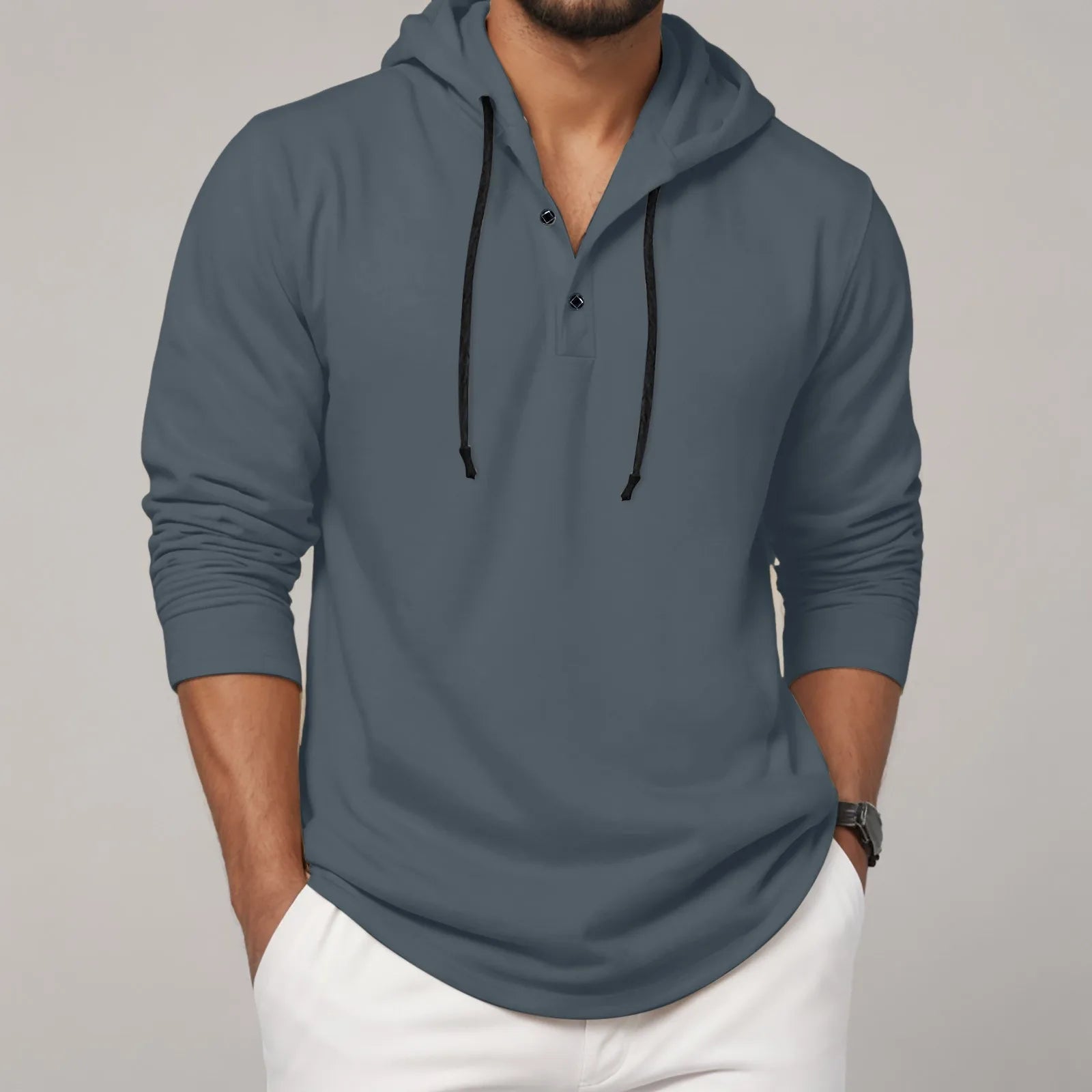 Sweat à capuche à manches longues pour hommes, chemise à boutons, décontractée, plage, Yoga, surdimensionné, chemises décontractées pour hommes, ample - FATAONSweat à capuche à manches longues pour hommes, chemise à boutons, décontractée, plage, Yoga, surdimensionné, chemises décontractées pour hommes, ampleMode HommeFATAON