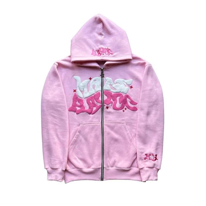 Sweat à capuche avec fermeture éclair pour femmes et hommes, rétro américain, étoile et lettres imprimées, Section printemps-automne Y2K, veste Cardigan de marque à la mode paresseuse - FATAONSweat à capuche avec fermeture éclair pour femmes et hommes, rétro américain, étoile et lettres imprimées, Section printemps-automne Y2K, veste Cardigan de marque à la mode paresseuseMode HommeFATAON