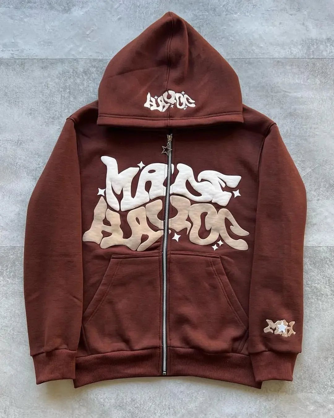 Sweat à capuche avec fermeture éclair pour femmes et hommes, rétro américain, étoile et lettres imprimées, Section printemps-automne Y2K, veste Cardigan de marque à la mode paresseuse - FATAONSweat à capuche avec fermeture éclair pour femmes et hommes, rétro américain, étoile et lettres imprimées, Section printemps-automne Y2K, veste Cardigan de marque à la mode paresseuseMode HommeFATAON
