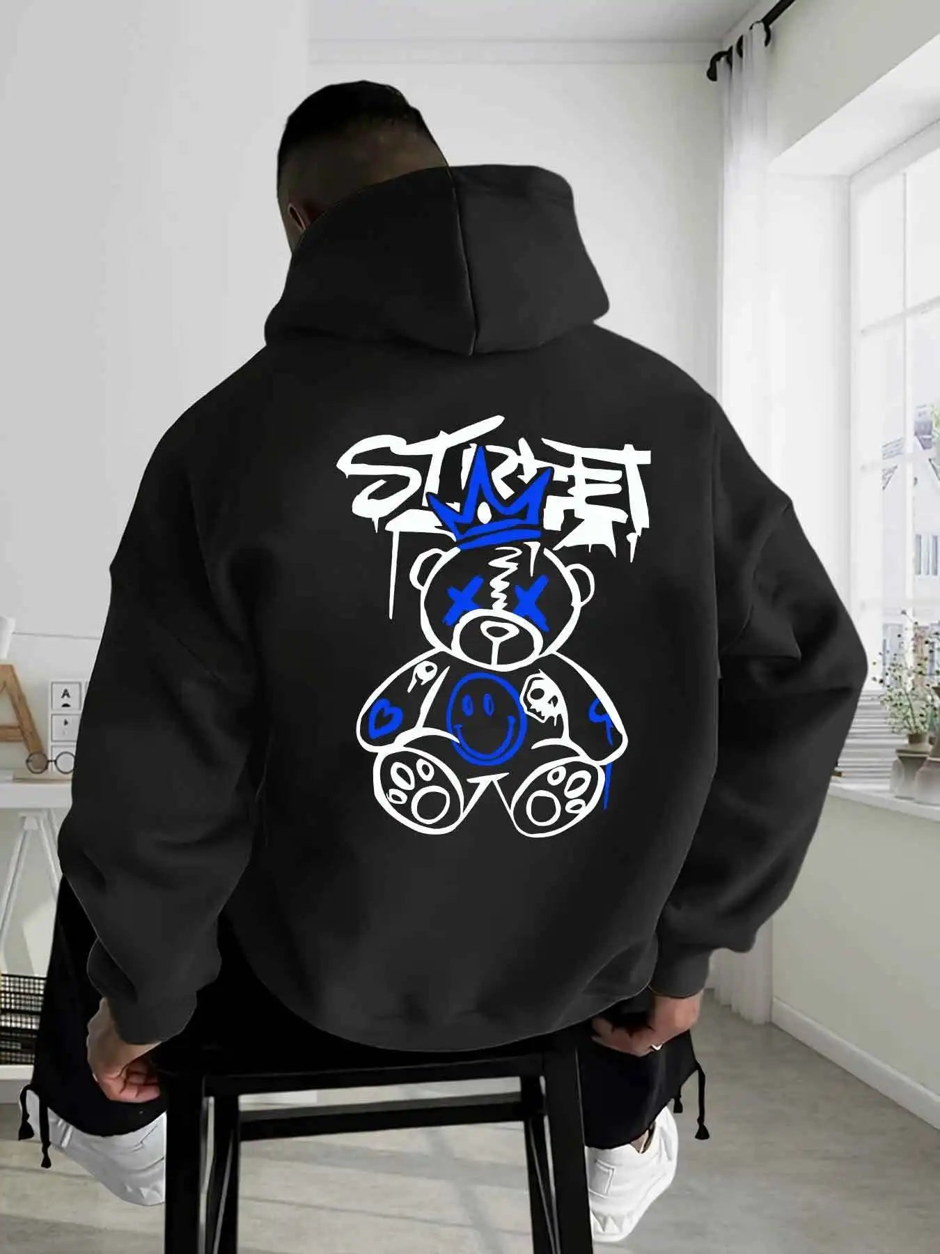 Sweat à capuche en pur coton pour hommes et femmes, impression graphique de visage bizarre, marque d'entraînement pour Sports de rue en plein air, tendance, automne et hiver - FATAONSweat à capuche en pur coton pour hommes et femmes, impression graphique de visage bizarre, marque d'entraînement pour Sports de rue en plein air, tendance, automne et hiverMode HommeFATAON