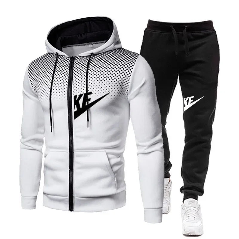 Sweat-shirt à capuche avec fermeture éclair + pantalon long pour hommes, nouvelle mode décontractée, fitness en plein air, ensemble deux pièces, automne et hiver - FATAONSweat-shirt à capuche avec fermeture éclair + pantalon long pour hommes, nouvelle mode décontractée, fitness en plein air, ensemble deux pièces, automne et hiverMode HommeFATAON
