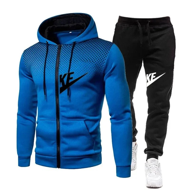 Sweat-shirt à capuche avec fermeture éclair + pantalon long pour hommes, nouvelle mode décontractée, fitness en plein air, ensemble deux pièces, automne et hiver - FATAONSweat-shirt à capuche avec fermeture éclair + pantalon long pour hommes, nouvelle mode décontractée, fitness en plein air, ensemble deux pièces, automne et hiverMode HommeFATAON