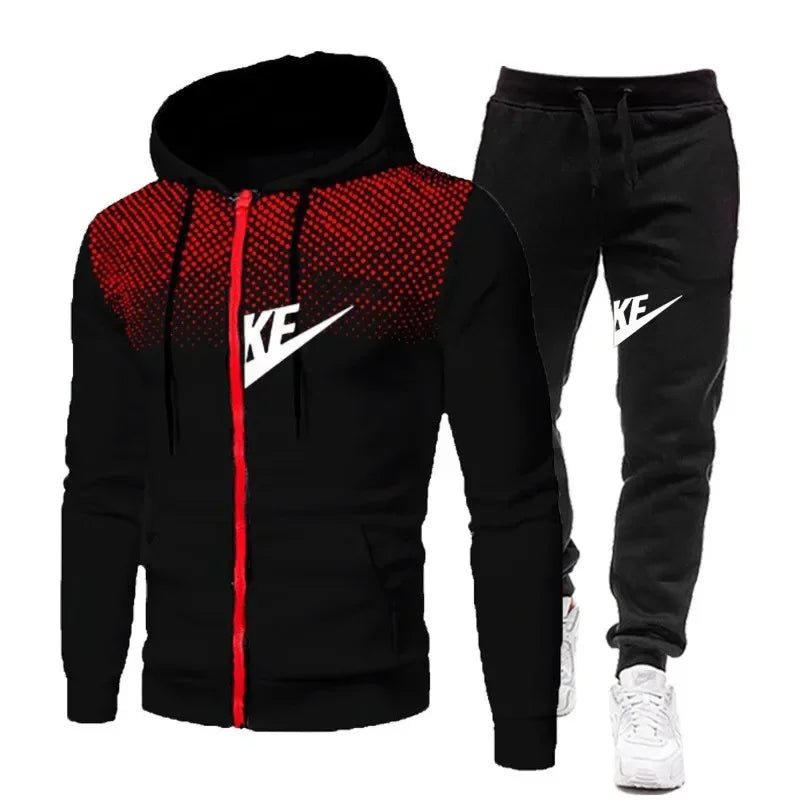 Sweat-shirt à capuche avec fermeture éclair + pantalon long pour hommes, nouvelle mode décontractée, fitness en plein air, ensemble deux pièces, automne et hiver - FATAONSweat-shirt à capuche avec fermeture éclair + pantalon long pour hommes, nouvelle mode décontractée, fitness en plein air, ensemble deux pièces, automne et hiverMode HommeFATAON