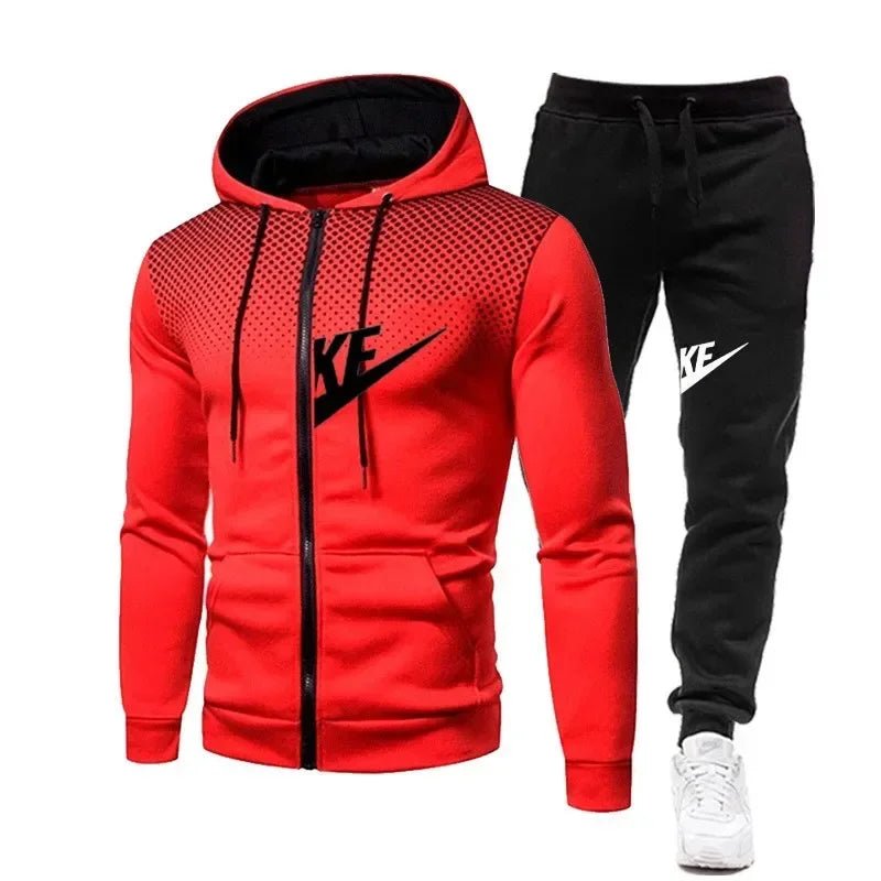 Sweat-shirt à capuche avec fermeture éclair + pantalon long pour hommes, nouvelle mode décontractée, fitness en plein air, ensemble deux pièces, automne et hiver - FATAONSweat-shirt à capuche avec fermeture éclair + pantalon long pour hommes, nouvelle mode décontractée, fitness en plein air, ensemble deux pièces, automne et hiverMode HommeFATAON