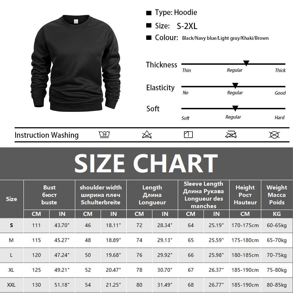 Sweat-shirt à col rond pour hommes, couleur unie, printemps, extérieur, décontracté, quotidien, manches longues, pull à capuche, vêtements de sport pour hommes - FATAONSweat-shirt à col rond pour hommes, couleur unie, printemps, extérieur, décontracté, quotidien, manches longues, pull à capuche, vêtements de sport pour hommesMode HommeFATAON