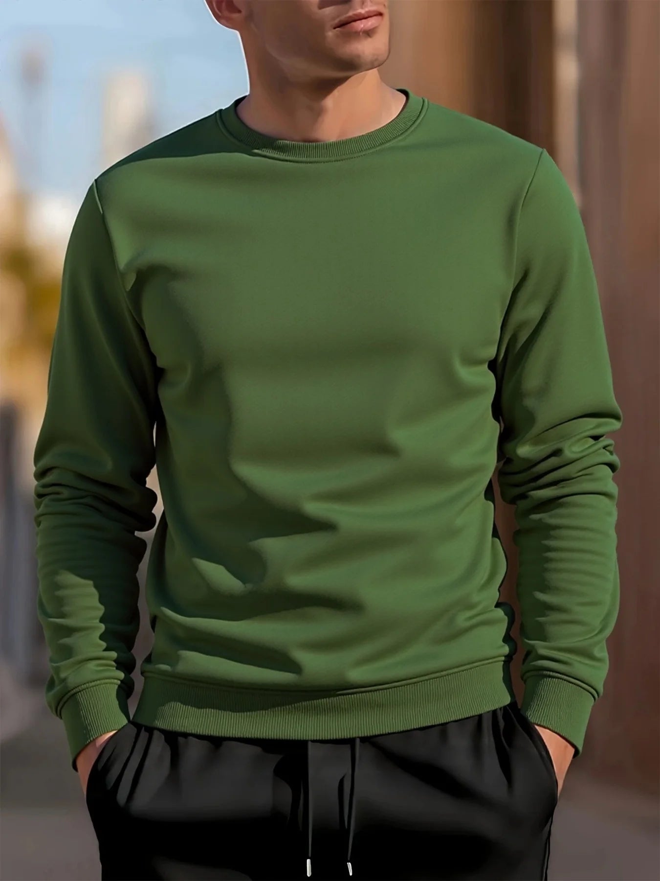 Sweat-shirt à col rond pour hommes, couleur unie, printemps, extérieur, décontracté, quotidien, manches longues, pull à capuche, vêtements de sport pour hommes - FATAONSweat-shirt à col rond pour hommes, couleur unie, printemps, extérieur, décontracté, quotidien, manches longues, pull à capuche, vêtements de sport pour hommesMode HommeFATAON