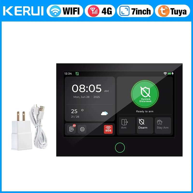 Système d'alarme domestique KERUI 4G/WiFi GSM avec écran tactile IPS de 7 pouces, compatible avec le système d'alarme de sécurité sans fil Tuya, anti-cambriolage - FATAONSystème d'alarme domestique KERUI 4G/WiFi GSM avec écran tactile IPS de 7 pouces, compatible avec le système d'alarme de sécurité sans fil Tuya, anti-cambriolageSolutions MaisonFATAON