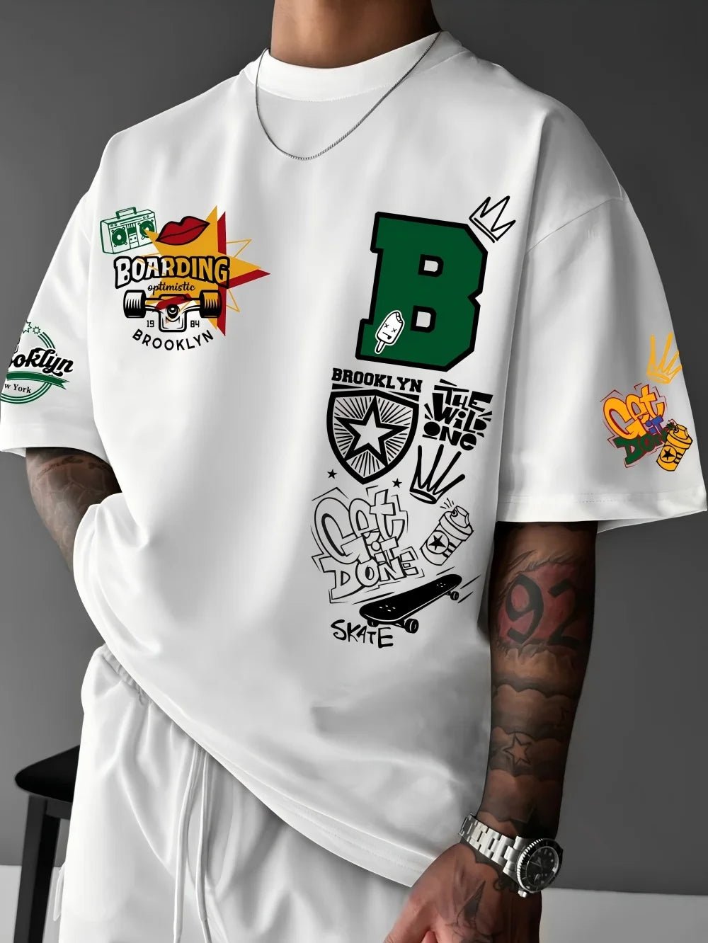 T-shirt col rond respirant pour hommes, nouveau Design d'été avec lettres imprimées Brooklyn, haut de Style de rue en plein air - FATAONT-shirt col rond respirant pour hommes, nouveau Design d'été avec lettres imprimées Brooklyn, haut de Style de rue en plein airMode HommeFATAON