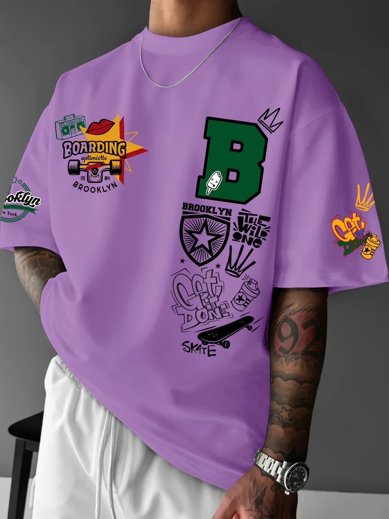 T-shirt col rond respirant pour hommes, nouveau Design d'été avec lettres imprimées Brooklyn, haut de Style de rue en plein air - FATAONT-shirt col rond respirant pour hommes, nouveau Design d'été avec lettres imprimées Brooklyn, haut de Style de rue en plein airMode HommeFATAON