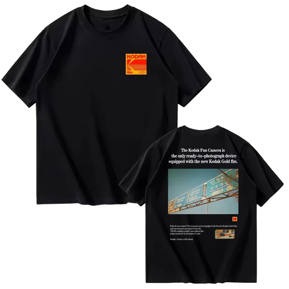 T-shirt unisexe en coton Kodak Polychrome Rainbow Back Print, style vintage rétro, manches courtes, Y2K, streetwear décontracté, motif graphique film - FATAONT-shirt unisexe en coton Kodak Polychrome Rainbow Back Print, style vintage rétro, manches courtes, Y2K, streetwear décontracté, motif graphique filmMode HommeFATAON
