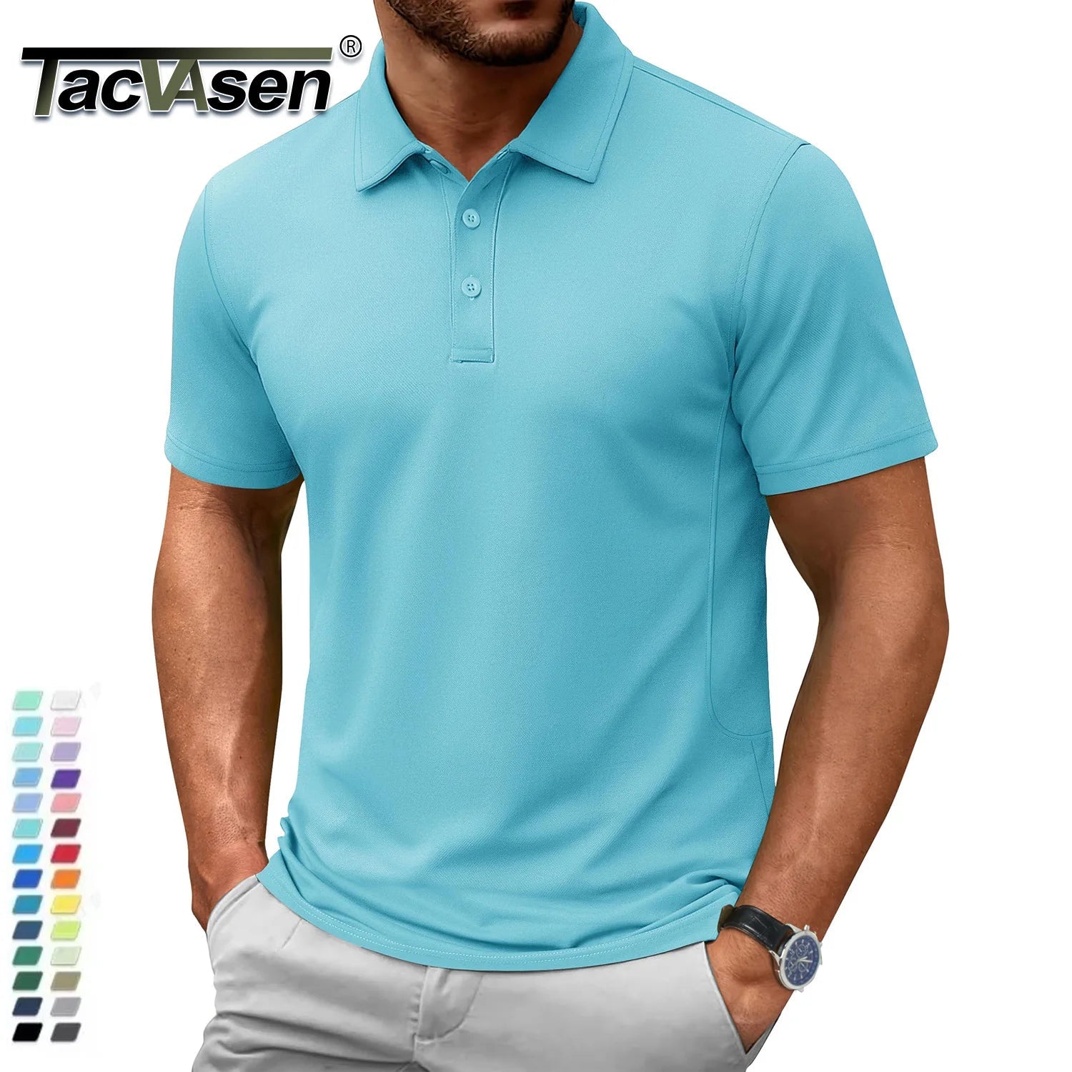 TACVASEN-Polo d'été 72% en coton pour homme, t-shirt de golf respirant, sport actif, randonnée, t-shirts de travail décontractés - FATAONTACVASEN-Polo d'été 72% en coton pour homme, t-shirt de golf respirant, sport actif, randonnée, t-shirts de travail décontractésMode HommeFATAON