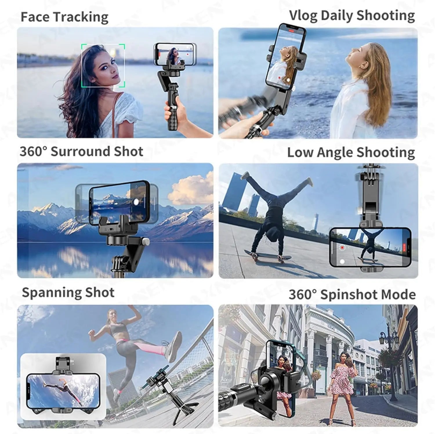 Takenoken Auto Face Tracking Gimbal Stabilizer Smartphone 360° Rotation Remote for Android iPhone LED Light Selfie Stick Tripod - Fix & GoTakenoken Auto Face Tracking Gimbal Stabilizer Smartphone 360° Rotation Remote for Android iPhone LED Light Selfie Stick TripodVidéo & PhotoFix & Go