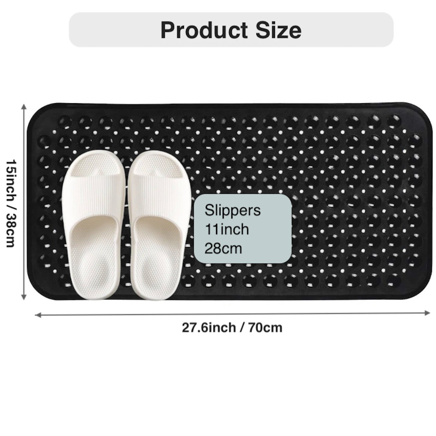 Tapis de bain antidérapant en PVC, avec ventouses et trous de vidange, 15x27,6 pouces/38x70cm, tapis de douche à vidange rapide, tapis de baignoire, 1 pièce - FATAONTapis de bain antidérapant en PVC, avec ventouses et trous de vidange, 15x27,6 pouces/38x70cm, tapis de douche à vidange rapide, tapis de baignoire, 1 pièceSolutions MaisonFATAON