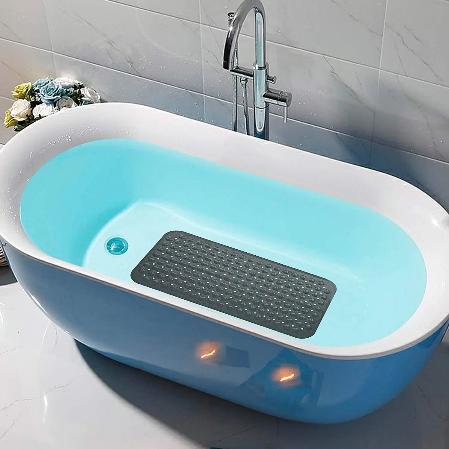 Tapis de bain antidérapant en PVC, avec ventouses et trous de vidange, 15x27,6 pouces/38x70cm, tapis de douche à vidange rapide, tapis de baignoire, 1 pièce - FATAONTapis de bain antidérapant en PVC, avec ventouses et trous de vidange, 15x27,6 pouces/38x70cm, tapis de douche à vidange rapide, tapis de baignoire, 1 pièceSolutions MaisonFATAON