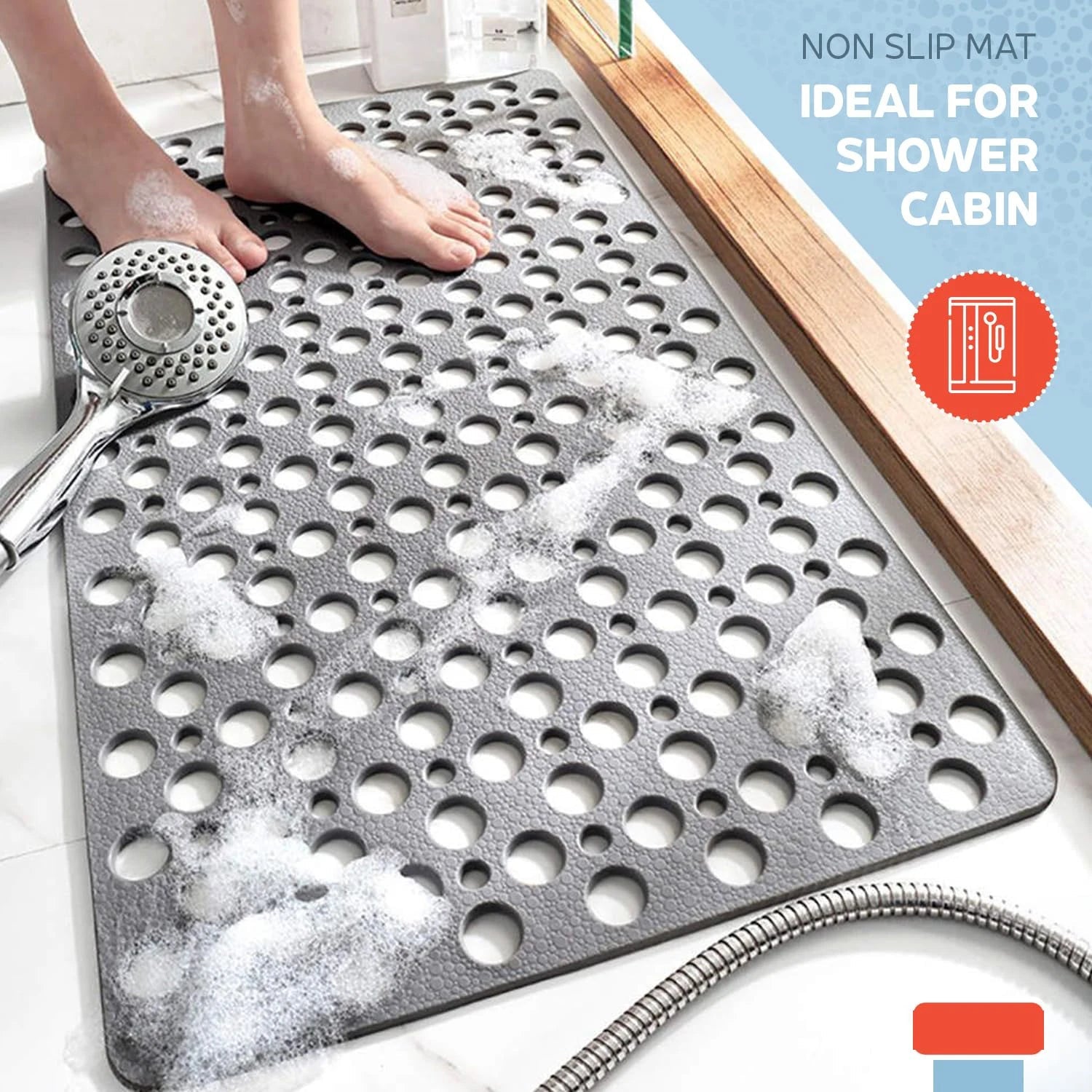 Tapis de bain antidérapant et tapis de douche avec ventouses et trous de vidange, doux, lavable en Machine, tapis de baignoire antidérapant, tapis de douche pour l'intérieur - FATAONTapis de bain antidérapant et tapis de douche avec ventouses et trous de vidange, doux, lavable en Machine, tapis de baignoire antidérapant, tapis de douche pour l'intérieurSolutions MaisonFATAON