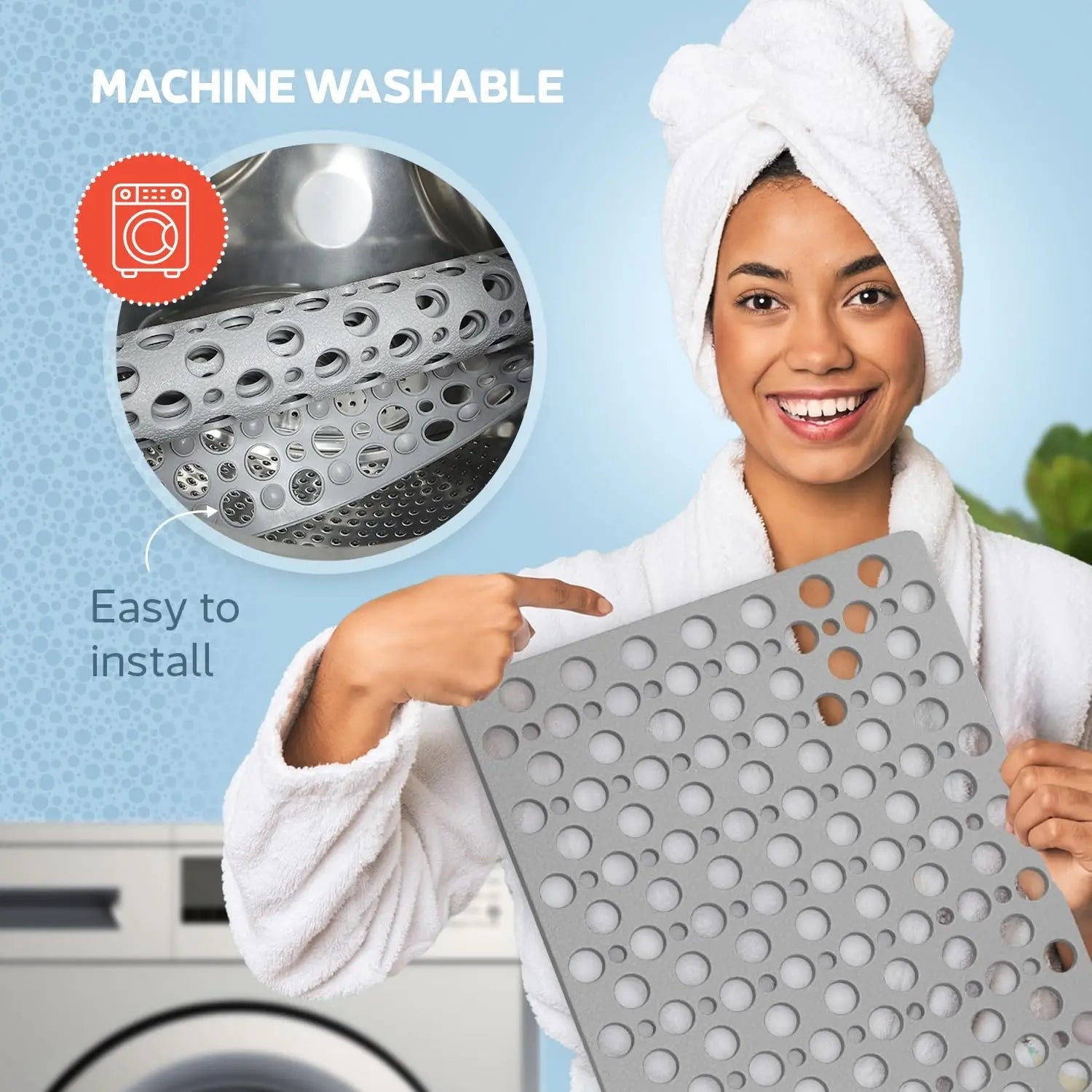Tapis de bain antidérapant et tapis de douche avec ventouses et trous de vidange, doux, lavable en Machine, tapis de baignoire antidérapant, tapis de douche pour l'intérieur - FATAONTapis de bain antidérapant et tapis de douche avec ventouses et trous de vidange, doux, lavable en Machine, tapis de baignoire antidérapant, tapis de douche pour l'intérieurSolutions MaisonFATAON