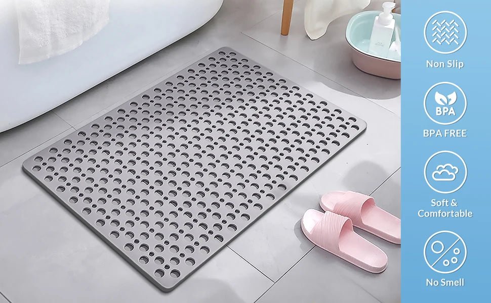 Tapis de bain antidérapant et tapis de douche avec ventouses et trous de vidange, doux, lavable en Machine, tapis de baignoire antidérapant, tapis de douche pour l'intérieur - FATAONTapis de bain antidérapant et tapis de douche avec ventouses et trous de vidange, doux, lavable en Machine, tapis de baignoire antidérapant, tapis de douche pour l'intérieurSolutions MaisonFATAON