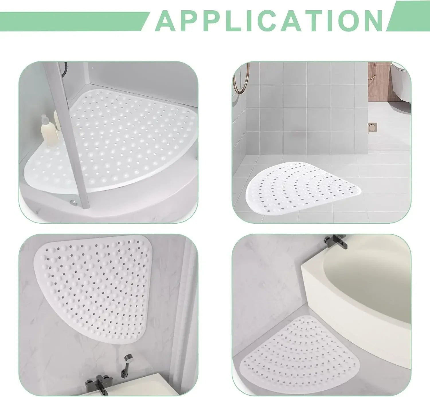 Tapis de douche d'angle antidérapant - 53x53cm - Tapis de douche d'angle pour l'intérieur de la douche, tapis de bain triangulaire antidérapant pour la salle de bain - FATAONTapis de douche d'angle antidérapant - 53x53cm - Tapis de douche d'angle pour l'intérieur de la douche, tapis de bain triangulaire antidérapant pour la salle de bainSolutions MaisonFATAON