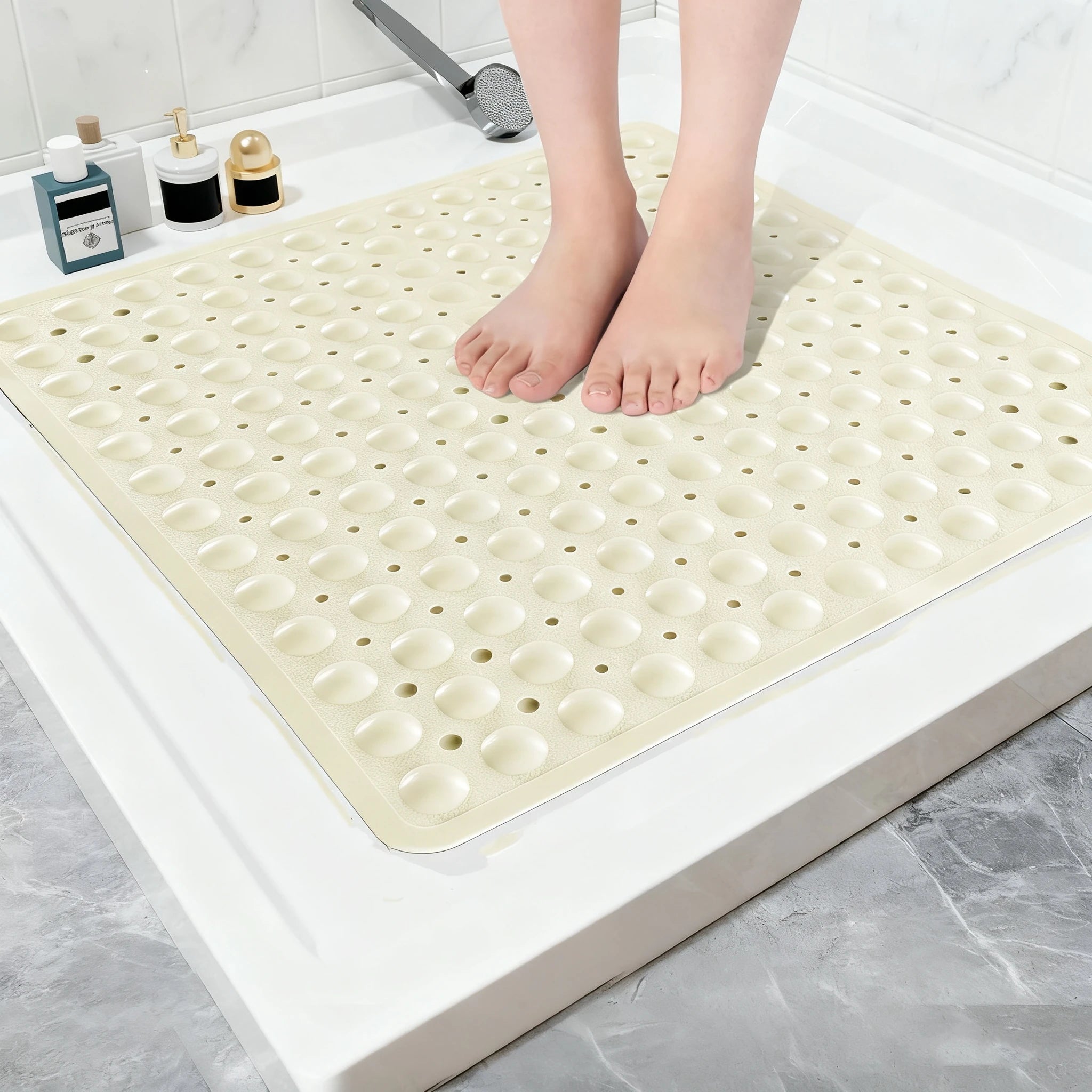 Tapis de douche d'angle antidérapant - 53x53cm - Tapis de douche d'angle pour l'intérieur de la douche, tapis de bain triangulaire antidérapant pour la salle de bain - FATAONTapis de douche d'angle antidérapant - 53x53cm - Tapis de douche d'angle pour l'intérieur de la douche, tapis de bain triangulaire antidérapant pour la salle de bainSolutions MaisonFATAON
