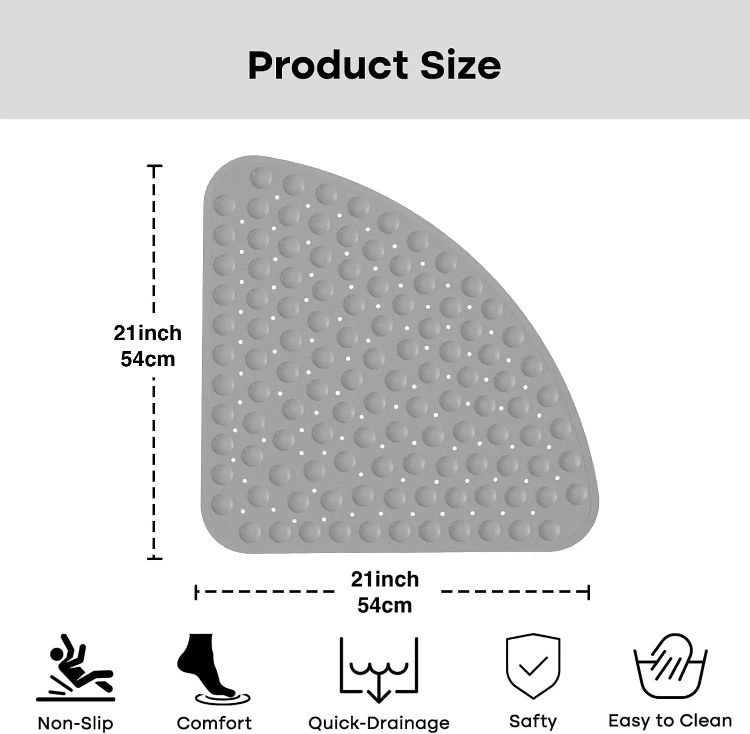 Tapis de douche d'angle antidérapant - 53x53cm - Tapis de douche d'angle pour l'intérieur de la douche, tapis de bain triangulaire antidérapant pour la salle de bain - FATAONTapis de douche d'angle antidérapant - 53x53cm - Tapis de douche d'angle pour l'intérieur de la douche, tapis de bain triangulaire antidérapant pour la salle de bainSolutions MaisonFATAON