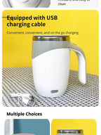 Tasse magnétique rotative électrique en acier inoxydable, tasse à café portable aste, arrête automatique, outils à boire à la maison - FATAONTasse magnétique rotative électrique en acier inoxydable, tasse à café portable aste, arrête automatique, outils à boire à la maisonSolutions MaisonFATAON