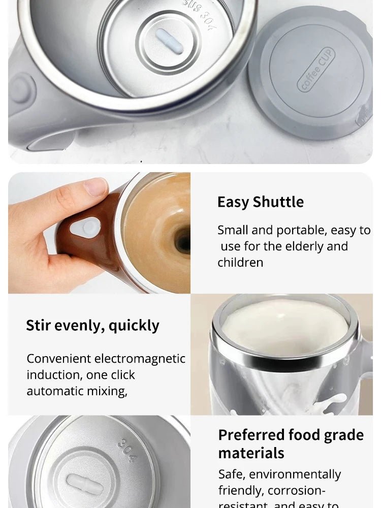 Tasse magnétique rotative électrique en acier inoxydable, tasse à café portable aste, arrête automatique, outils à boire à la maison - FATAONTasse magnétique rotative électrique en acier inoxydable, tasse à café portable aste, arrête automatique, outils à boire à la maisonSolutions MaisonFATAON