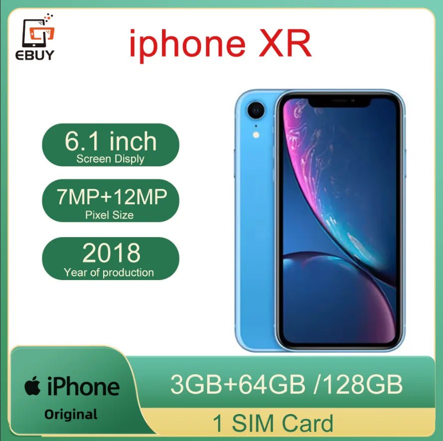 Téléphone portable d'origine iPhone XR 4G LTE 6.1 "affichage 64GB/128GB ROM 3GB RAM 12MP A12 Bionic IOS téléphone portable débloqué - FATAONTéléphone portable d'origine iPhone XR 4G LTE 6.1 "affichage 64GB/128GB ROM 3GB RAM 12MP A12 Bionic IOS téléphone portable débloquéProductivité & OrganisationFATAON