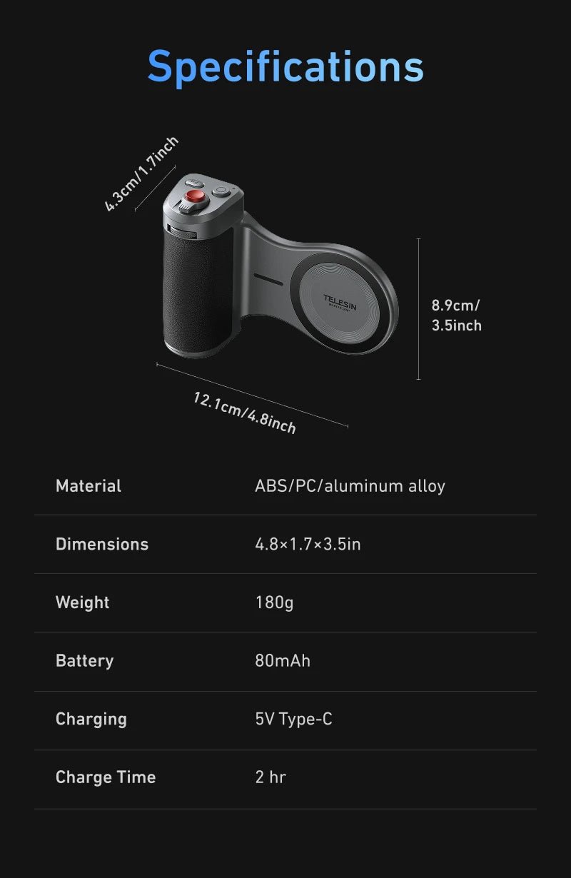 TELESIN Master Grip Kit pour iPhone 17 Pro ProMax téléphone caméra poignée magnétique étui en graphène pour iPhone refroidissement téléphone poignée support - FATAONTELESIN Master Grip Kit pour iPhone 17 Pro ProMax téléphone caméra poignée magnétique étui en graphène pour iPhone refroidissement téléphone poignée supportTechnologie IntelligenteFATAON