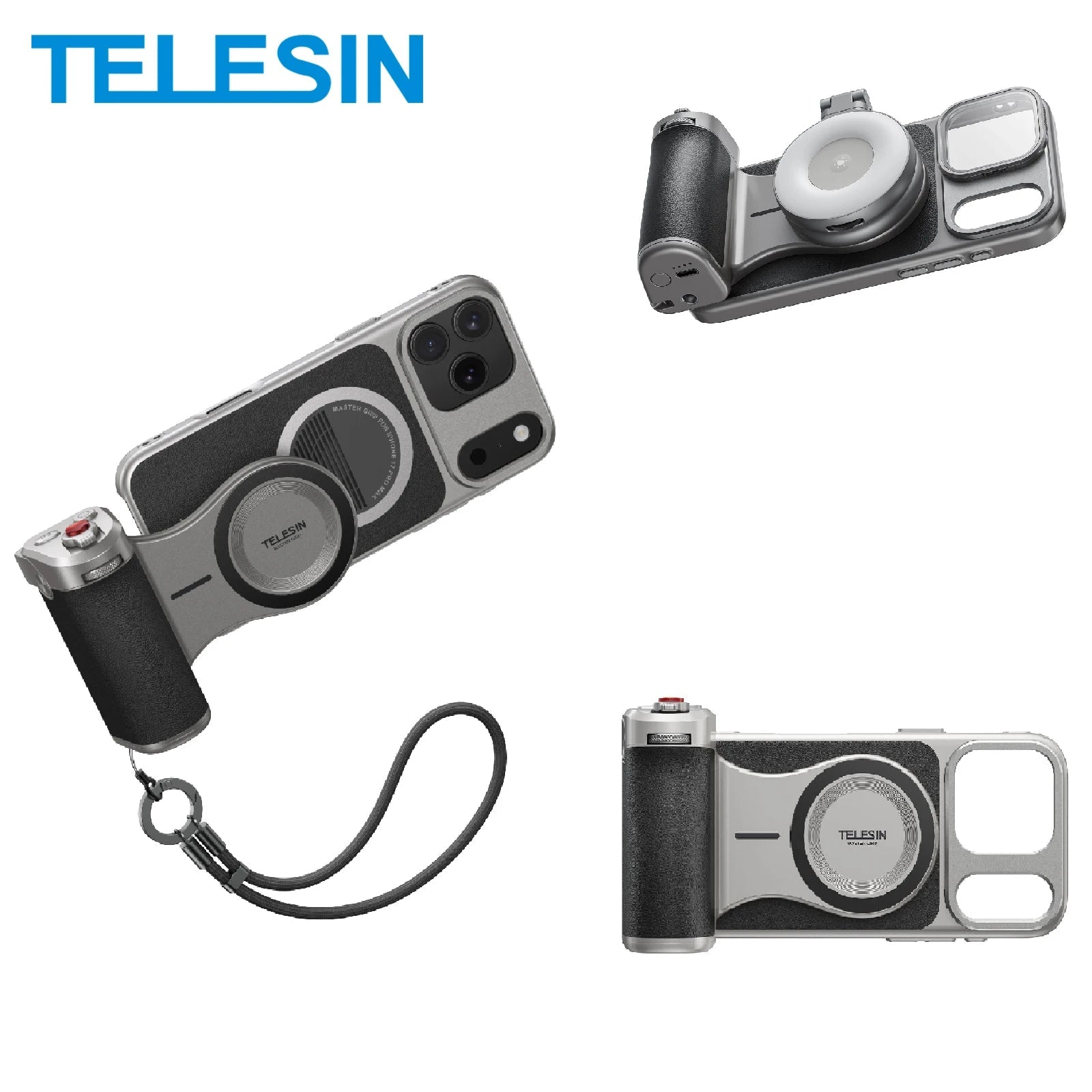 TELESIN Master Grip Kit pour iPhone 17 Pro ProMax téléphone caméra poignée magnétique étui en graphène pour iPhone refroidissement téléphone poignée support - FATAONTELESIN Master Grip Kit pour iPhone 17 Pro ProMax téléphone caméra poignée magnétique étui en graphène pour iPhone refroidissement téléphone poignée supportTechnologie IntelligenteFATAON