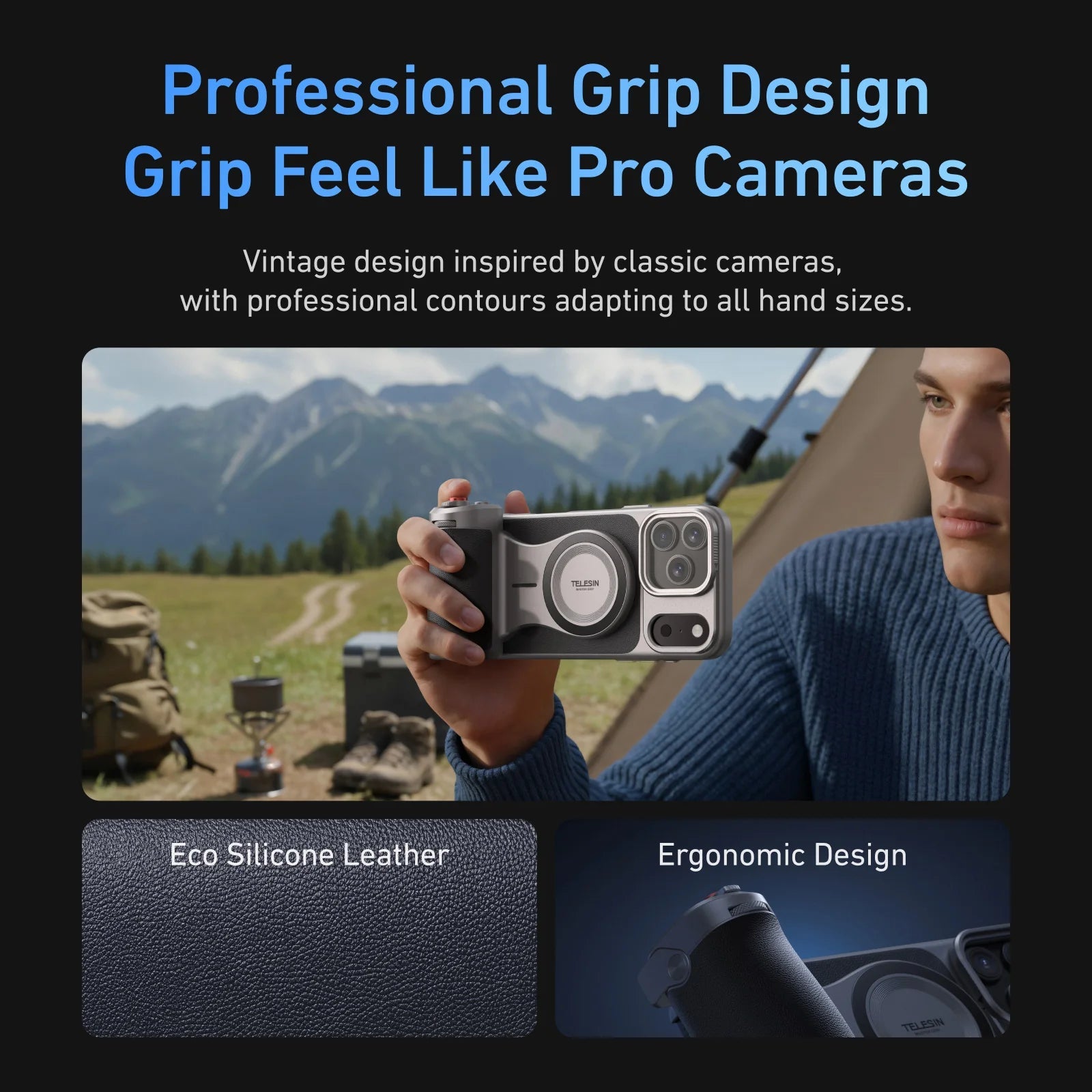 TELESIN Master Grip Kit pour iPhone 17 Pro ProMax téléphone caméra poignée magnétique étui en graphène pour iPhone refroidissement téléphone poignée support - FATAONTELESIN Master Grip Kit pour iPhone 17 Pro ProMax téléphone caméra poignée magnétique étui en graphène pour iPhone refroidissement téléphone poignée supportTechnologie IntelligenteFATAON