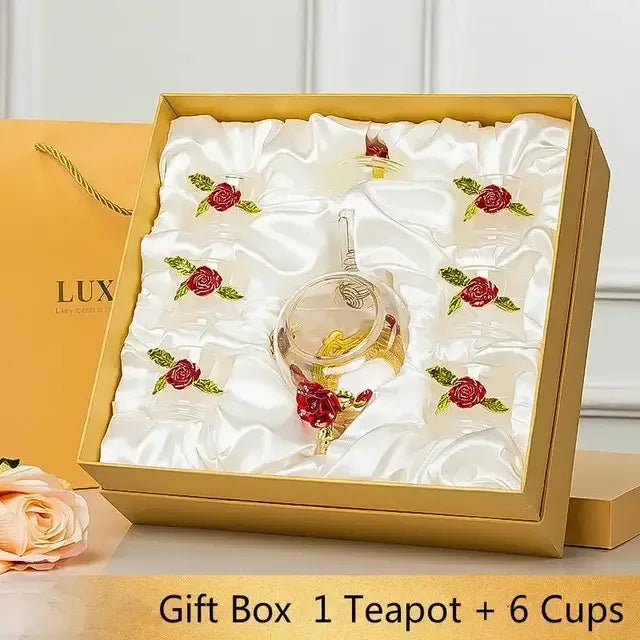 Théière en verre émaillé avec fleur de cristal rose pour boissons chaudes et froides, vaisselle pour la maison, bouilloire de bureau, service à thé, cafetière - FATAONThéière en verre émaillé avec fleur de cristal rose pour boissons chaudes et froides, vaisselle pour la maison, bouilloire de bureau, service à thé, cafetièreSolutions MaisonFATAON