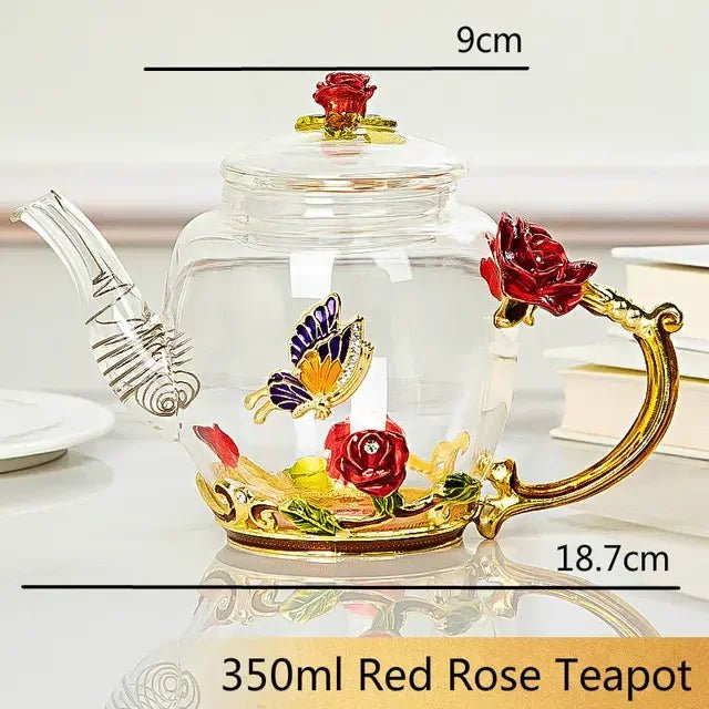 Théière en verre émaillé avec fleur de cristal rose pour boissons chaudes et froides, vaisselle pour la maison, bouilloire de bureau, service à thé, cafetière - FATAONThéière en verre émaillé avec fleur de cristal rose pour boissons chaudes et froides, vaisselle pour la maison, bouilloire de bureau, service à thé, cafetièreSolutions MaisonFATAON
