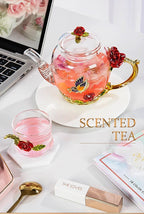 Théière en verre émaillé avec fleur de cristal rose pour boissons chaudes et froides, vaisselle pour la maison, bouilloire de bureau, service à thé, cafetière - FATAONThéière en verre émaillé avec fleur de cristal rose pour boissons chaudes et froides, vaisselle pour la maison, bouilloire de bureau, service à thé, cafetièreSolutions MaisonFATAON