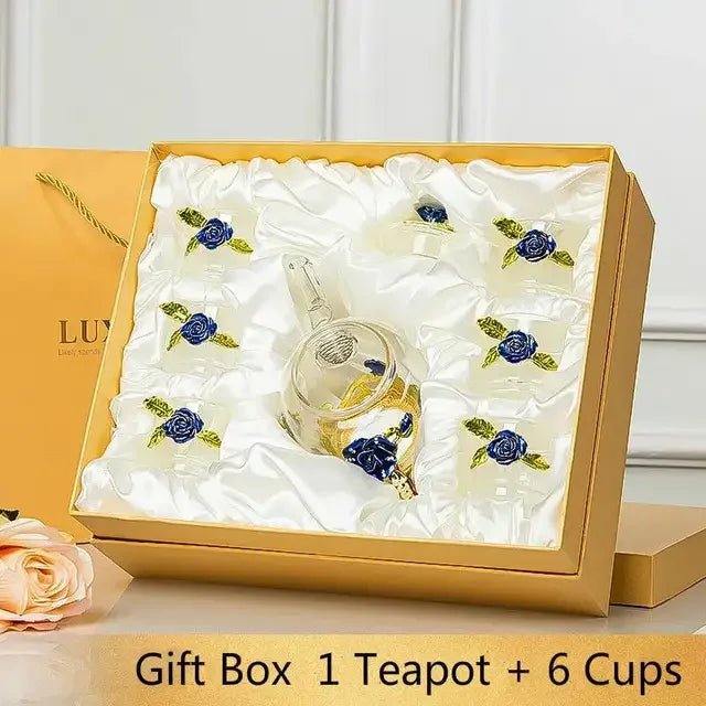 Théière en verre émaillé avec fleur de cristal rose pour boissons chaudes et froides, vaisselle pour la maison, bouilloire de bureau, service à thé, cafetière - FATAONThéière en verre émaillé avec fleur de cristal rose pour boissons chaudes et froides, vaisselle pour la maison, bouilloire de bureau, service à thé, cafetièreSolutions MaisonFATAON