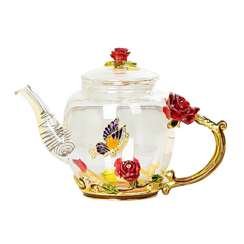 Théière en verre émaillé avec fleur de cristal rose pour boissons chaudes et froides, vaisselle pour la maison, bouilloire de bureau, service à thé, cafetière - FATAONThéière en verre émaillé avec fleur de cristal rose pour boissons chaudes et froides, vaisselle pour la maison, bouilloire de bureau, service à thé, cafetièreSolutions MaisonFATAON