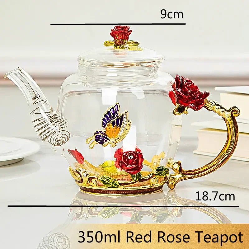 Théière en verre émaillé avec fleur de cristal rose pour boissons chaudes et froides, vaisselle pour la maison, bouilloire de bureau, service à thé, cafetière - FATAONThéière en verre émaillé avec fleur de cristal rose pour boissons chaudes et froides, vaisselle pour la maison, bouilloire de bureau, service à thé, cafetièreSolutions MaisonFATAON