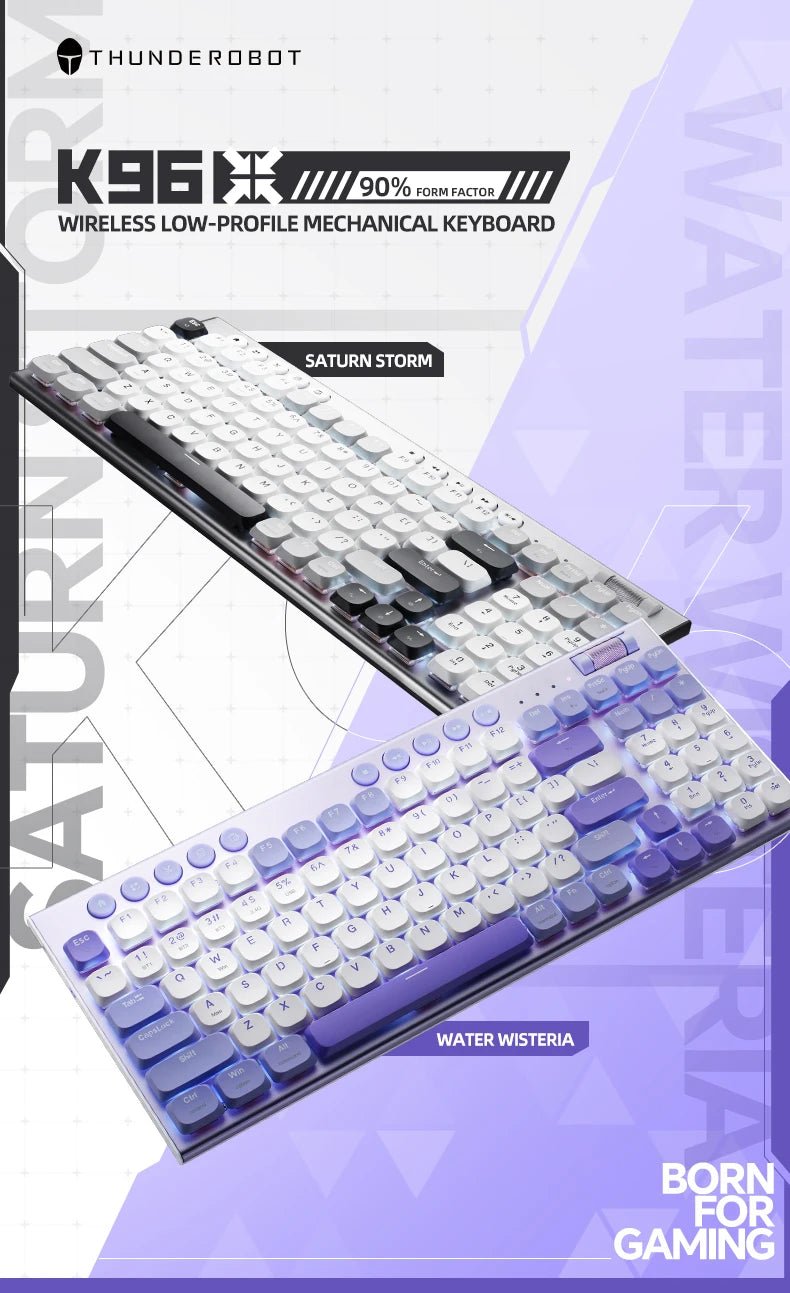 THUNDEROBOT K96 clavier mécanique sans fil clavier de productivité à profil bas 98 touches avec touches Roller Marco capuchons de touches PBT pour PC - FATAONTHUNDEROBOT K96 clavier mécanique sans fil clavier de productivité à profil bas 98 touches avec touches Roller Marco capuchons de touches PBT pour PCProductivité & OrganisationFATAON