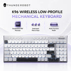 THUNDEROBOT K96 clavier mécanique sans fil clavier de productivité à profil bas 98 touches avec touches Roller Marco capuchons de touches PBT pour PC - FATAONTHUNDEROBOT K96 clavier mécanique sans fil clavier de productivité à profil bas 98 touches avec touches Roller Marco capuchons de touches PBT pour PCProductivité & OrganisationFATAON