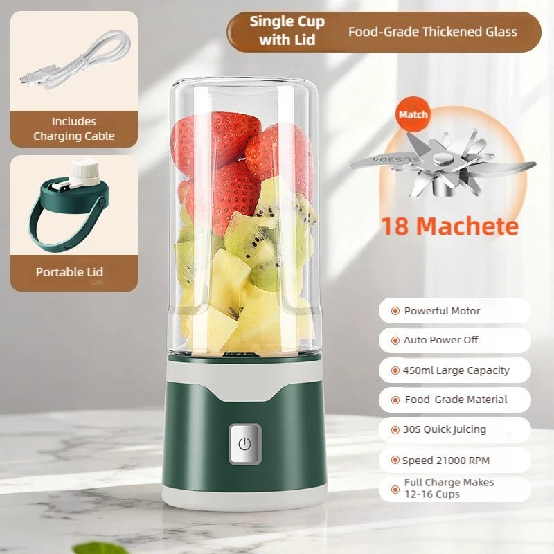 TINSOL Mixeur électrique portable 450 ml, mixeur-presse-agrumes rechargeable par USB, adapté aux milkshakes, aux jus et au traitement de petits aliments - FATAONTINSOL Mixeur électrique portable 450 ml, mixeur-presse-agrumes rechargeable par USB, adapté aux milkshakes, aux jus et au traitement de petits alimentsSolutions MaisonFATAON