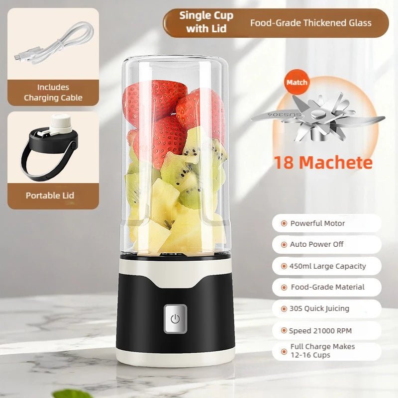 TINSOL Mixeur électrique portable 450 ml, mixeur-presse-agrumes rechargeable par USB, adapté aux milkshakes, aux jus et au traitement de petits aliments - FATAONTINSOL Mixeur électrique portable 450 ml, mixeur-presse-agrumes rechargeable par USB, adapté aux milkshakes, aux jus et au traitement de petits alimentsSolutions MaisonFATAON
