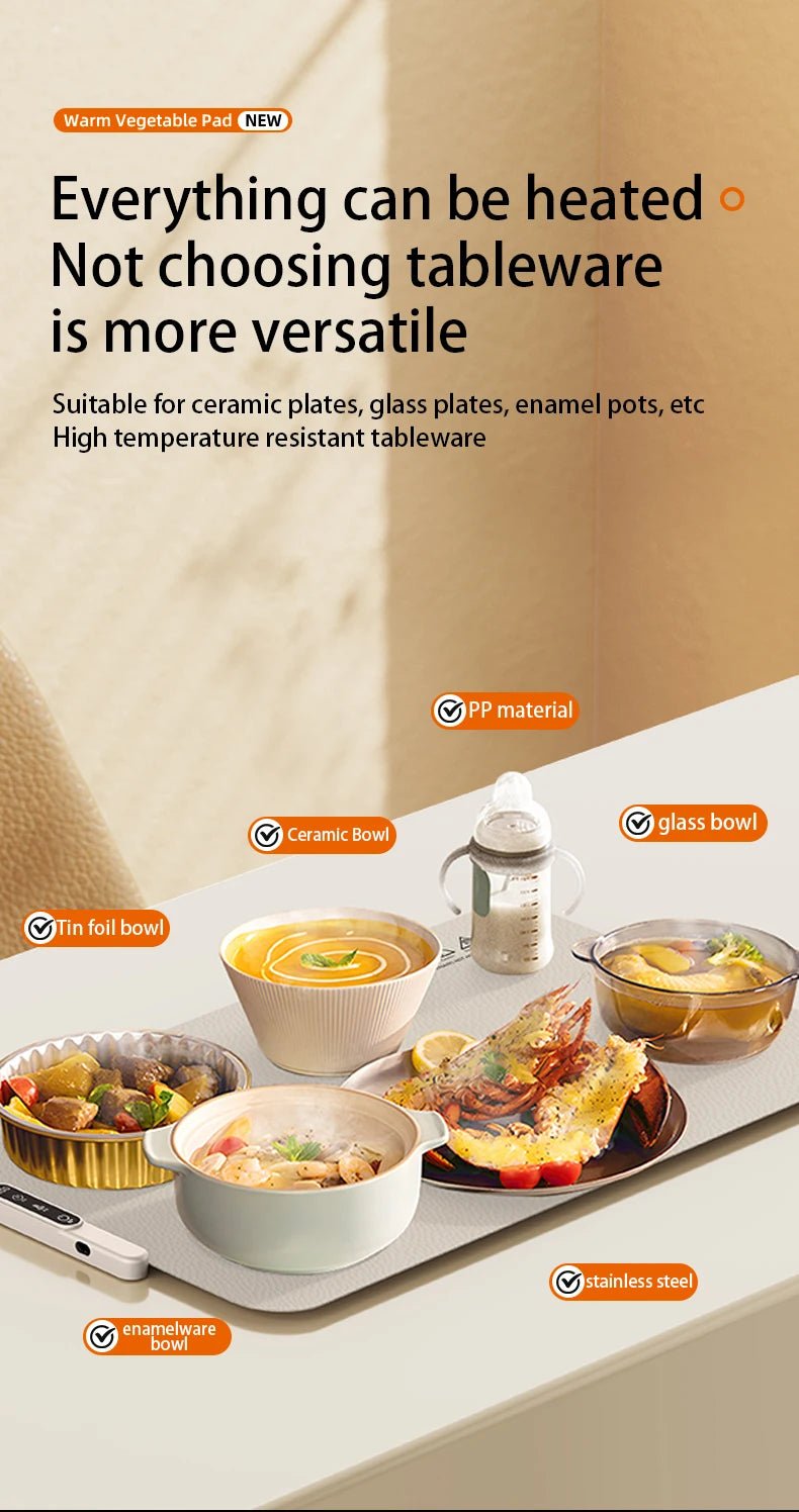 TINSOL New Food Insulation Mat Foldable Silicone Heating Pad Portable Food Cart Insulation Mat 8 - Level Temperature Adjustment - Fix & GoTINSOL New Food Insulation Mat Foldable Silicone Heating Pad Portable Food Cart Insulation Mat 8 - Level Temperature AdjustmentFix & Go