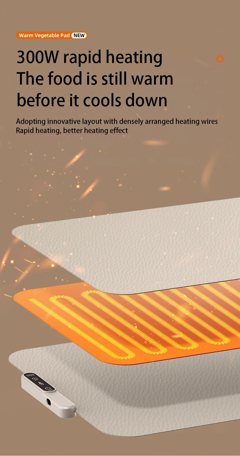 TINSOL New Food Insulation Mat Foldable Silicone Heating Pad Portable Food Cart Insulation Mat 8 - Level Temperature Adjustment - Fix & GoTINSOL New Food Insulation Mat Foldable Silicone Heating Pad Portable Food Cart Insulation Mat 8 - Level Temperature AdjustmentFix & Go