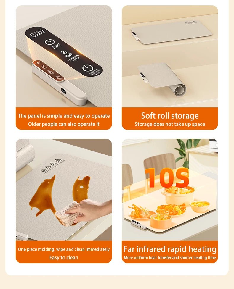 TINSOL New Food Insulation Mat Foldable Silicone Heating Pad Portable Food Cart Insulation Mat 8 - Level Temperature Adjustment - Fix & GoTINSOL New Food Insulation Mat Foldable Silicone Heating Pad Portable Food Cart Insulation Mat 8 - Level Temperature AdjustmentFix & Go